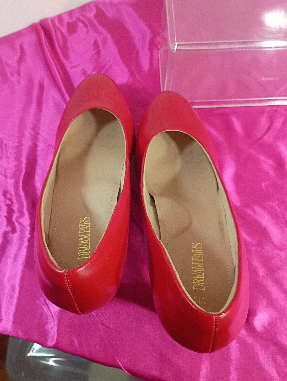 DREAM PAIRS Womens SZ 11 LowHeel Pump Shoes Round Toe Slip On Dress Shoes In Red
